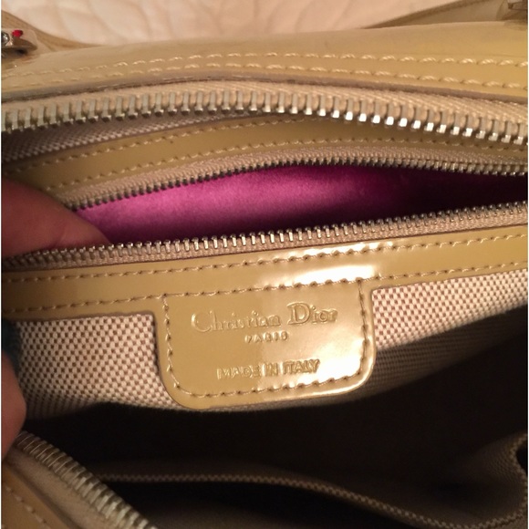 Christian Dior Beige Patent Leather Boston Handbag - Picture 7 of 8